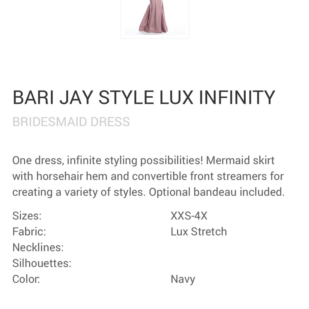 Bari Jay Infinity Lux Bridesmaid Dress Navy - Picture 6 of 13